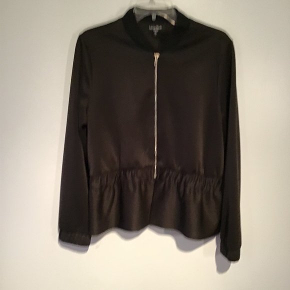 Lea & Viola Lounge Black Peplum Zip Up Jacket Size L - Picture 7 of 10